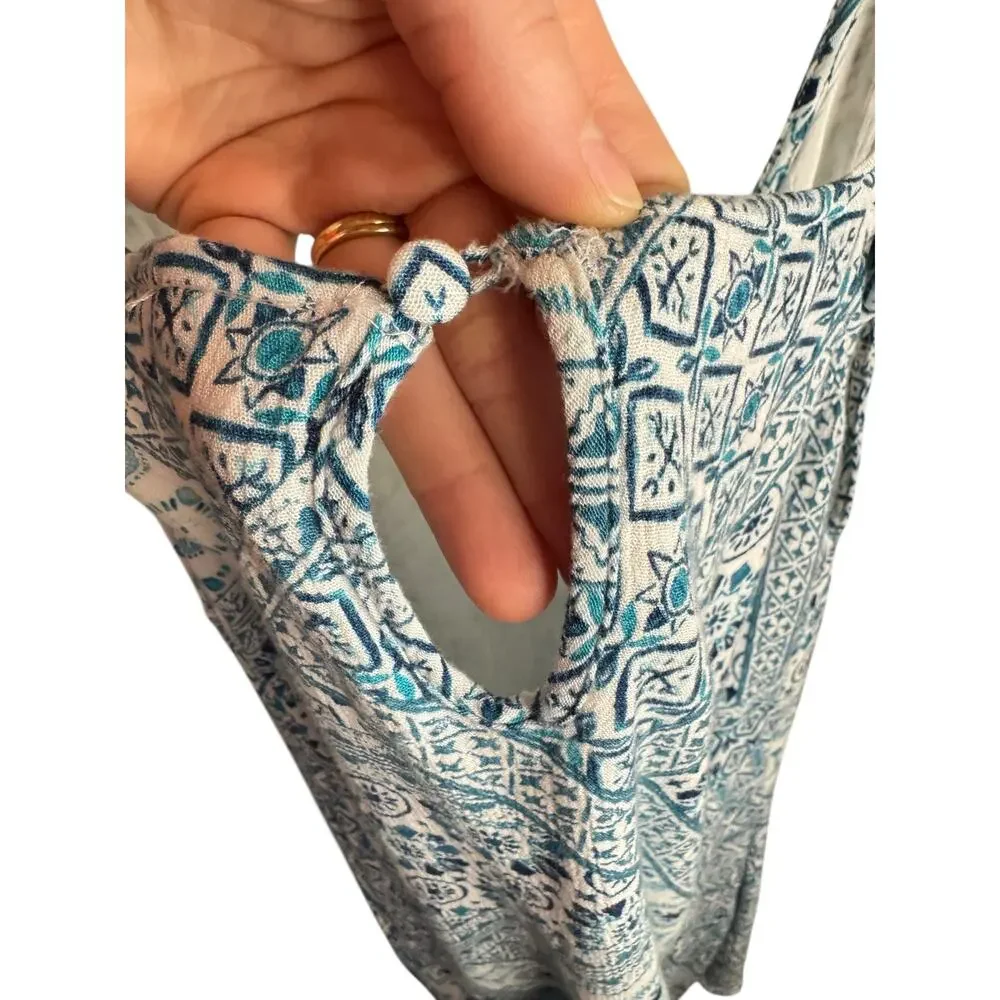 L*SPACE NWOT Girl in Motion Dress Blue Patchwork Swim Coverup Shoulder Ties Sz S - Picture 10 of 12